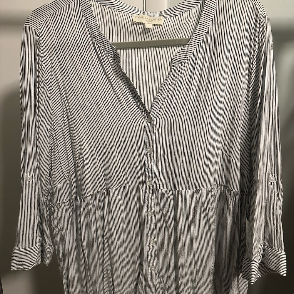 Cynthia Rowley Black and White Striped Plenum Blouse